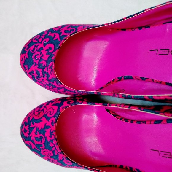 C LABEL PAISLEY PINK NAVY ESPADRILLES SIZE 5.5 - Picture 6 of 15